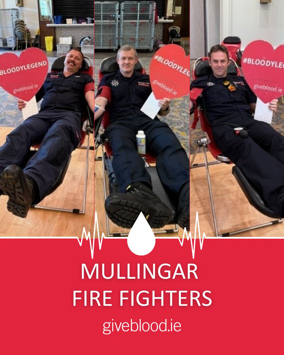 Giveblood_ie's tweet image. The Mullingar Fire Fighters are life-savers even without a fire in sight! Thank you James, Robbie and Grezegorz for your donations. 🔥🚒
#GiveBlood #BloodyLegend