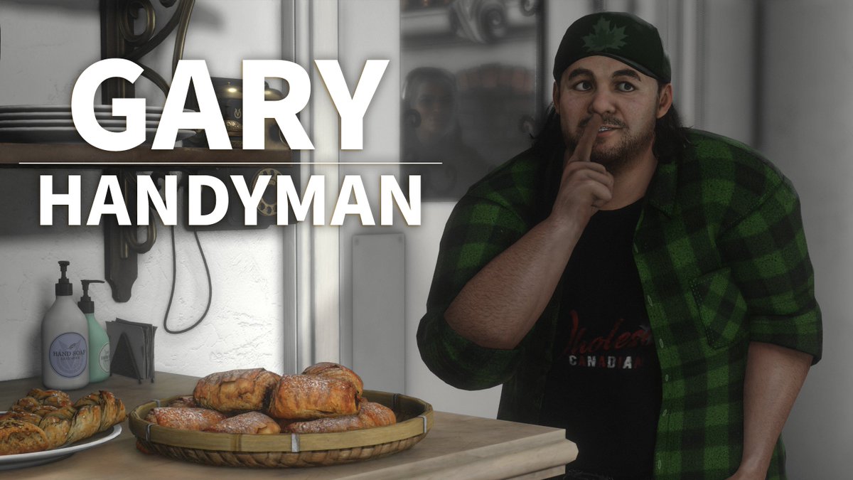 playkillerinn's tweet image. GARY / HANDYMAN
Gary is everyone's favorite small-town handyman. He can repair broken items even without a Repair Kit. (The game's production team also loves him, and he's appeared in the trailer multiple times as the "victim.")
