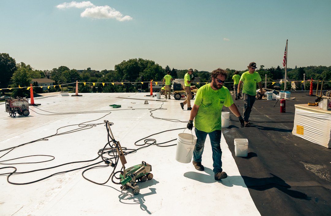 🛠️ The Details Matter

Our crews are hard at work performing detailed membrane flashing and fastening to ensure long-term protection and performance around every vent and edge.

#RoofingExperts #DetailMatters #CommercialRoofing #BuiltToLast