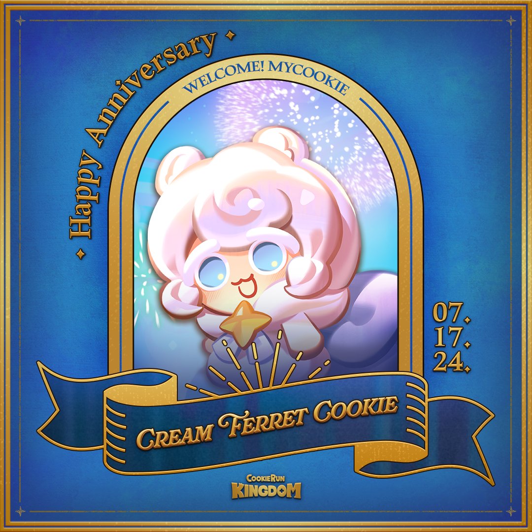 CRKingdomEN's tweet image. Ferret power! Happy anniversary to the fluffiest protector, #CreamFerretCookie! 💛
#CookieRun #CookieRunKingdom