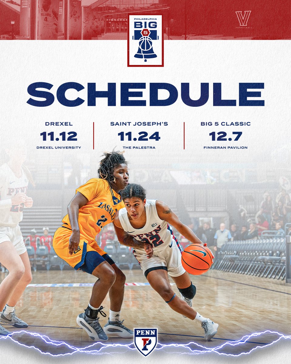 PennWBB's tweet image. 🚨 𝗕𝗜𝗚 𝟱 𝗣𝗢𝗗 𝗦𝗖𝗛𝗘𝗗𝗨𝗟𝗘 𝗔𝗡𝗡𝗢𝗨𝗡𝗖𝗘𝗗 🚨

Our slate for the 2025-26 @Big5_Hoops campaign is out. Some big games leading up to the second #Big5Classic at Villanova in December!

📰 goquakers.co/3TIoJdF

#FightOnPenn