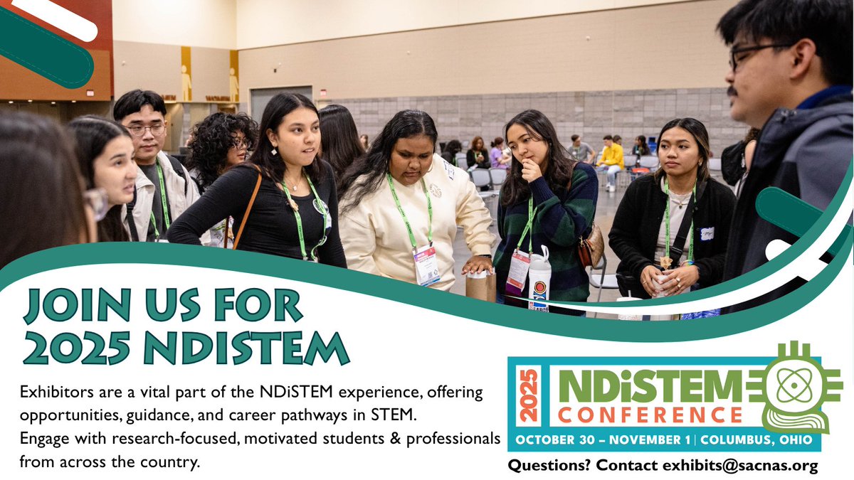 SACNAS's tweet image. The Academic & Career Expo is filling up for #NDiSTEM2025! Whether you're hiring, recruiting for academic programs, or showcasing your organization, this is your chance to connect with a nationwide network of aspiring and established #STEM leaders.
🔗 hubs.la/Q03x4l0N0