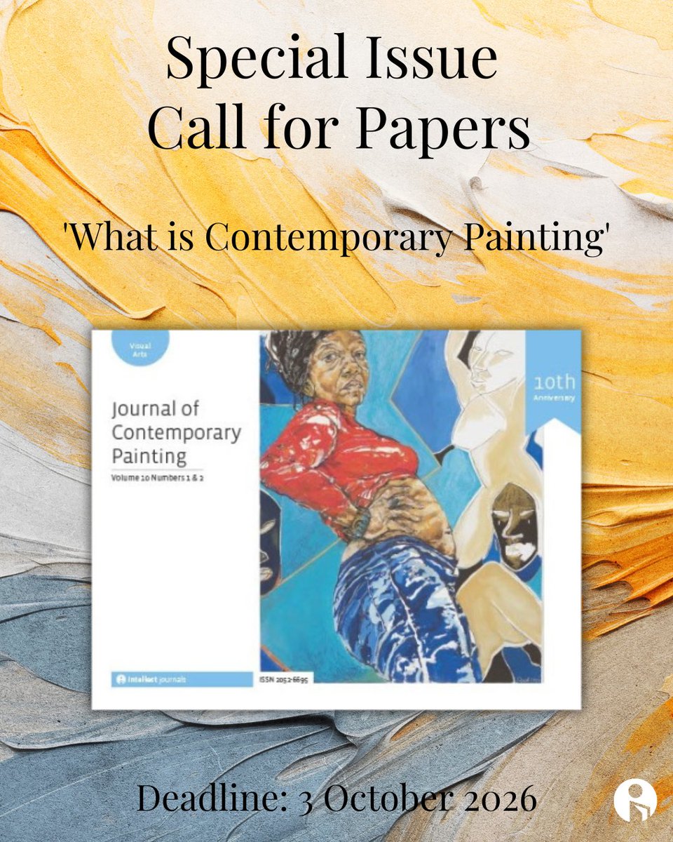 IntellectBooks's tweet image. CFP – Journal of Contemporary Painting
Special Issue: What is Contemporary Painting?
We invite 500-word abstracts exploring this core question. Submissions should include a brief bibliography, an artwork image and a short bio.
Deadline: 3 October 2025
ow.ly/lk3O50Wqrg8