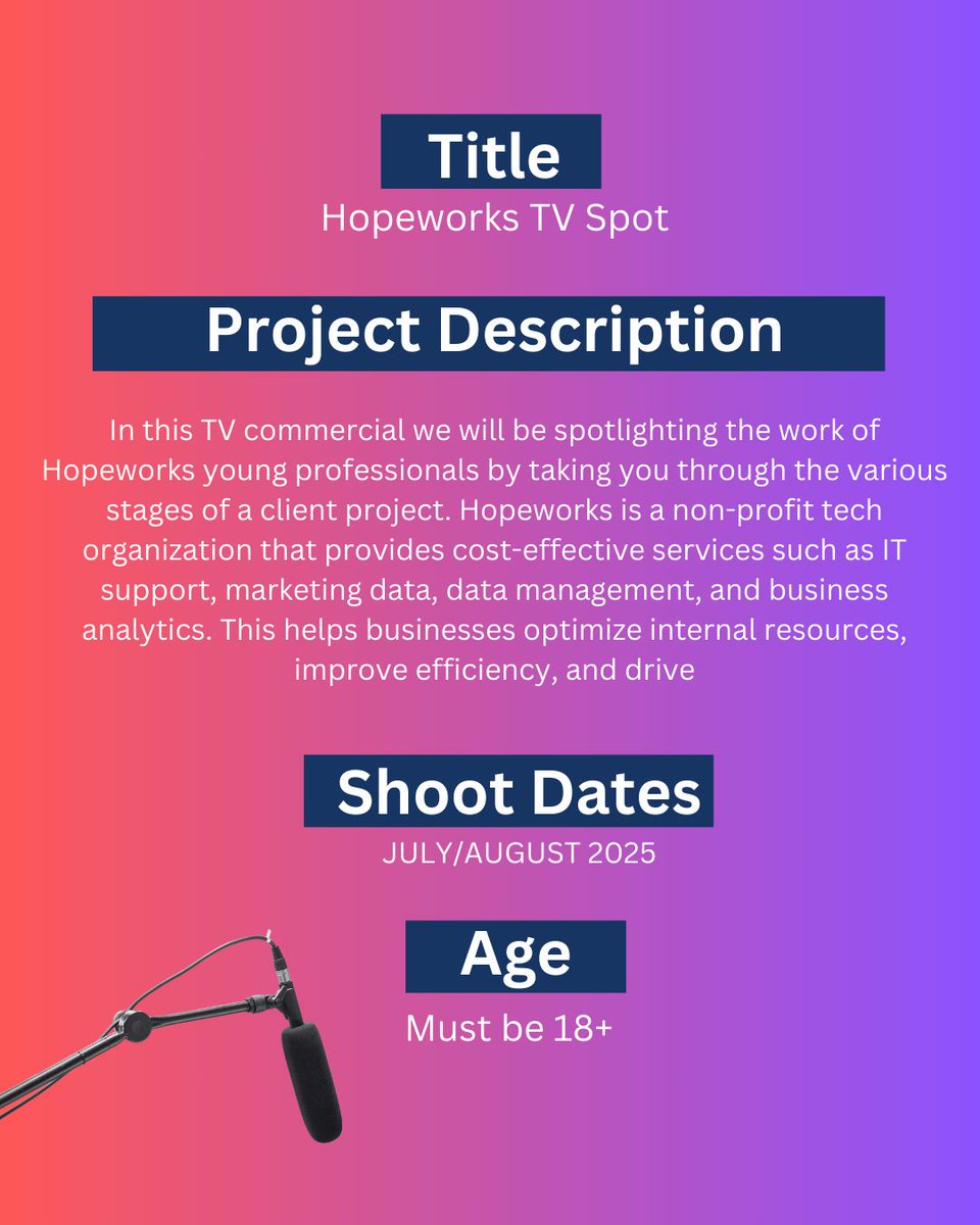 thespringpoint's tweet image. Casting call! 📢 🎬
Hive partner Big Picture Alliance seeks actors to play employees in a TV commercial for fellow youth development partner @hopeworkscamden. Production will take place in Aug, paying participants $250/day.
More info below ⬇️
