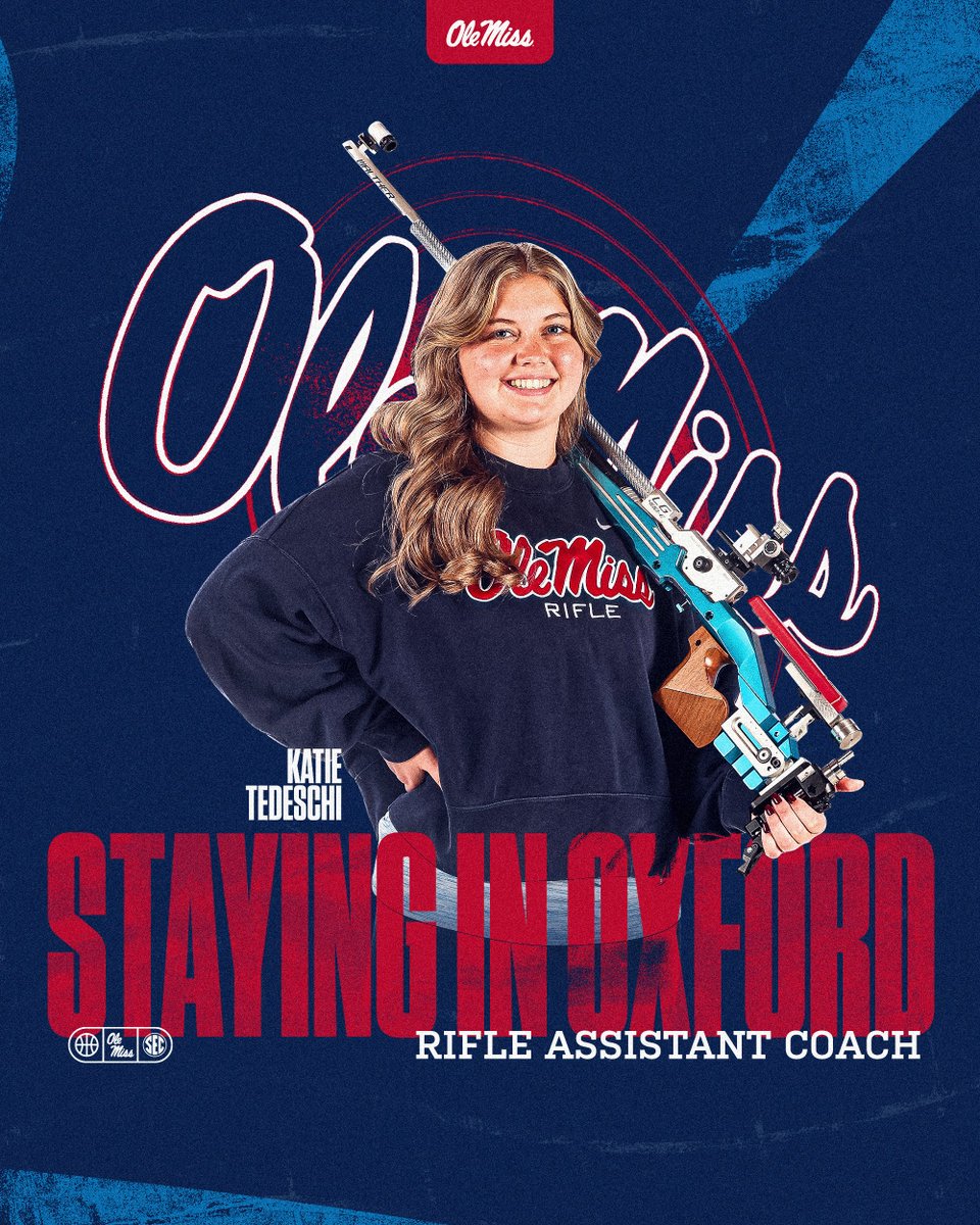 OleMissRifle's tweet image. A familiar face has been added to the coaching staff 🥳
Introducing Assistant Coach Katie Tedeschi!
🔗 rebs.us/40oGSRq