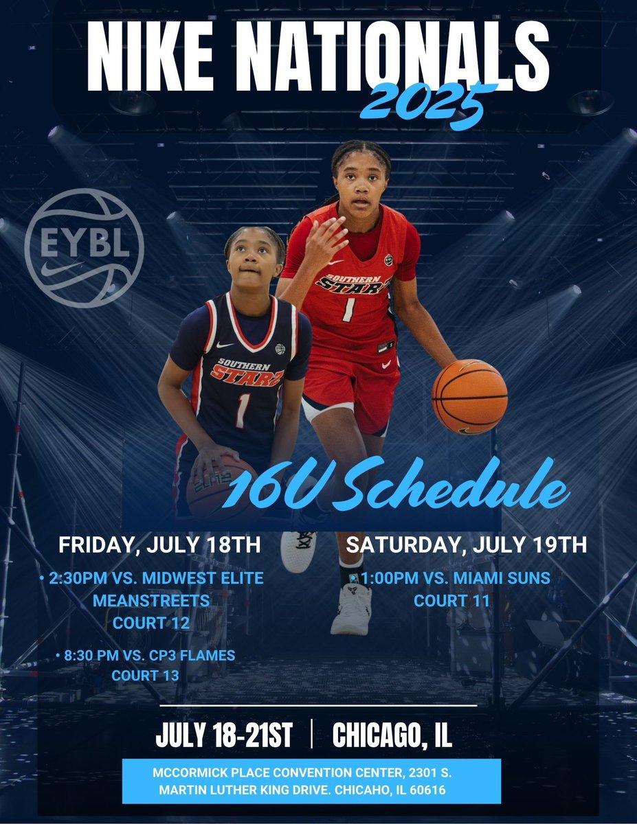 💥💥<a href="/NikeGirlsEYBL/">Nike Girls EYBL</a> Nationals starts tomorrow! Let’s go!! <a href="/ALSoStarz/">AL Southern Starz</a> 💫 #Road2CHI #EYBL2025