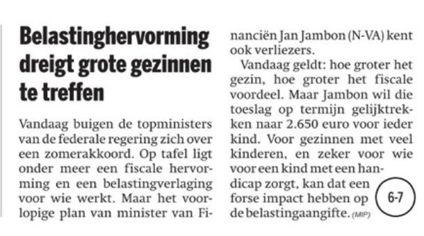 VincentVQ's tweet image. De regering had toch beloofd de belastingen voor iedereen die werkt te doen dalen?
De belastinghervorming die nu voorligt, breekt die belofte voor grote gezinnen met een gehandicapt kind. Dat blijkt uit onderzoek van @Nieuwsblad_be.
Gealarmeerd, maakte @JanJambon net een bocht…