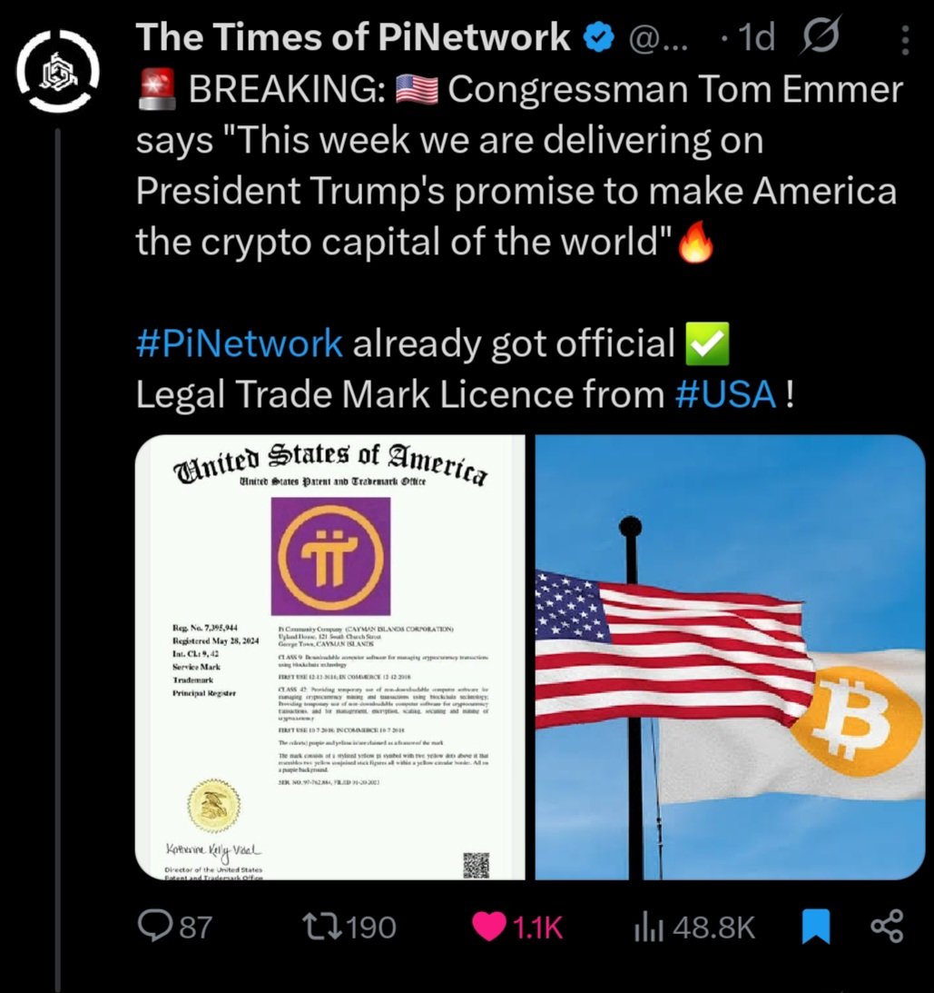 PiNewsGlobal's tweet image. Breaking News🚨: Pi Network fits America's - and therefore the world's - legal acceptance like a glove.
#PiNetwork #Crypto #Bitcoin #USA