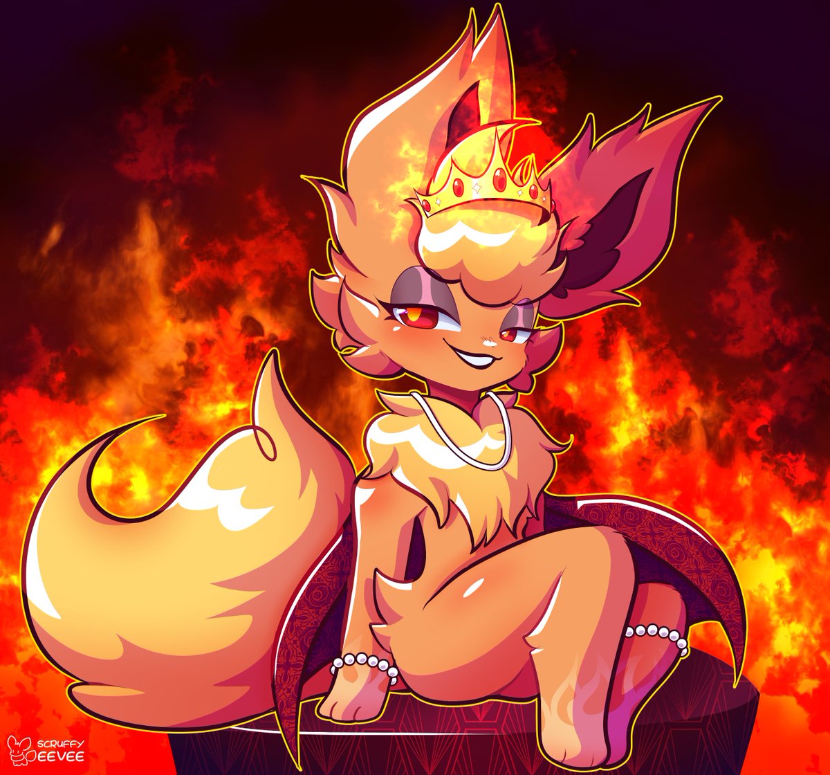 Scruffyeevee's tweet image. Long Live The Queen. (art fight attack!)