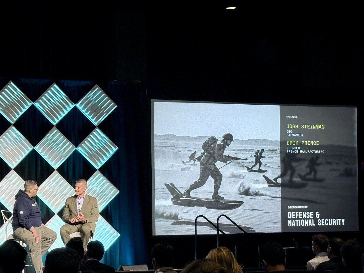jonwerthen's tweet image. Two extremely bright minds talking about the most pressing issues in the defense industry at the @reindsummit today.
@JoshuaSteinman @realErikDPrince