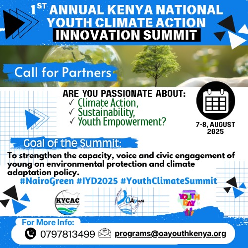 Ready to shape Kenya’s climate-resilient future?

The countdown is on for the 1st Kenya National Youth Climate Action Innovation Summit 2025, &amp; we’re calling on partners to join the journey

Click this link to participate docs.google.com/forms/d/e/1FAI…

#YouthClimateSummit
#NairoGreen