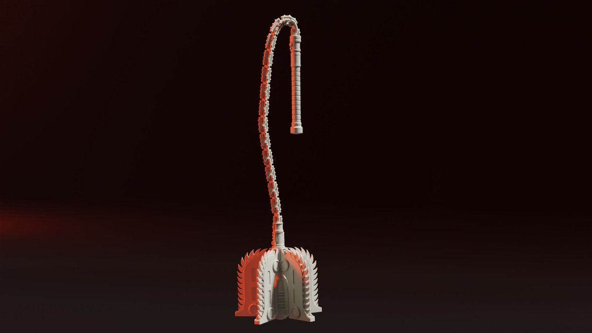 tankore093's tweet photo. Now here's the extra version of the chain mace, the chain flail. Was inspired by doom guys new flail and world eaters rampagers flails. What do you think #warhammer40k #blender #wip https://t.co/1JaDtiRh1q
