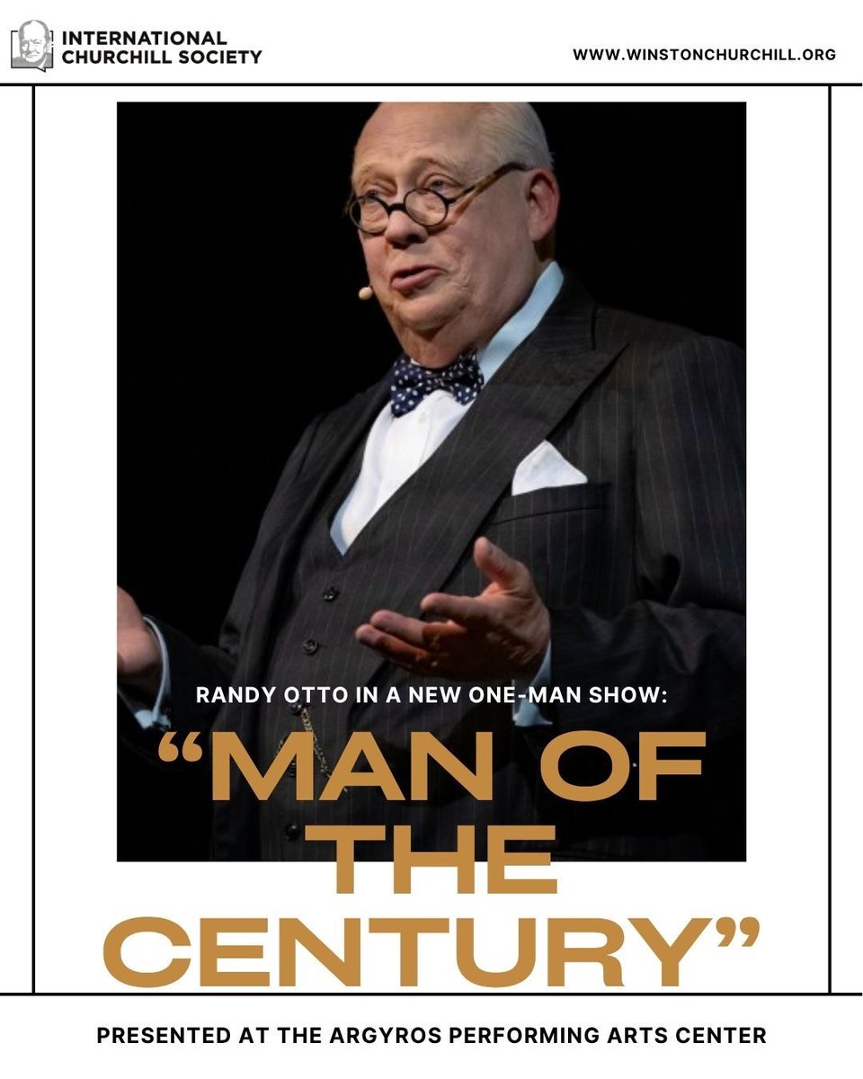 ChurchillCentre's tweet image. Randy Otto brought Winston Churchill to life at The Argyros, closing a 3-part festival marking 80 years since WWII’s end.
“You can’t lead from a bunker,” he roared—reminding us why Churchill’s story still matters.
Learn more: bit.ly/45YI9C8
#Churchill #WWII80