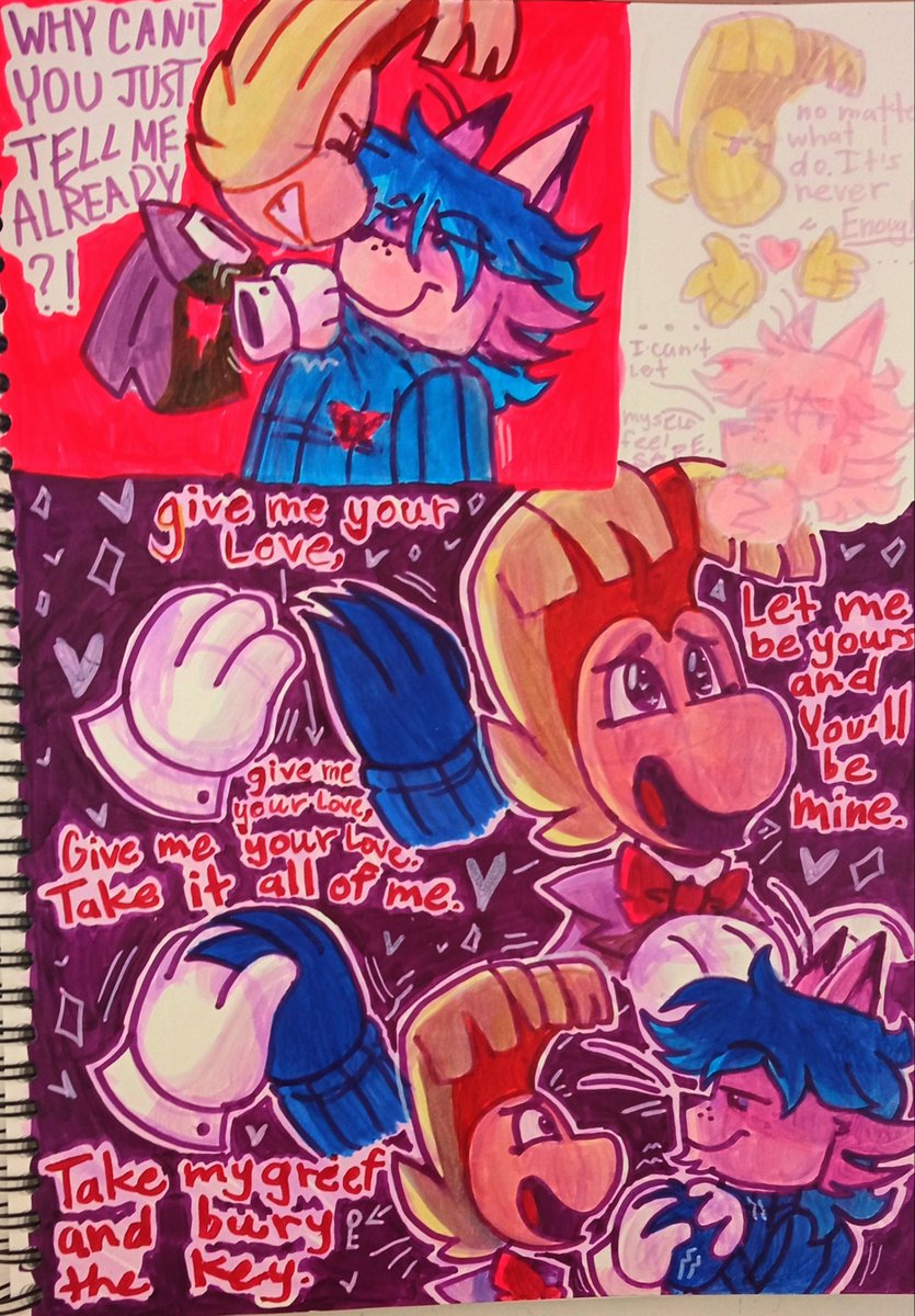 InfiniAltairs's tweet image. I&apos;ve finally bought the markerbook not long ago I really love after months of trying to find them and ofc first page HAS to be about these idiots

No matter what, I still think about them daily...🦊

#Rayman #CaptainLaserhawk