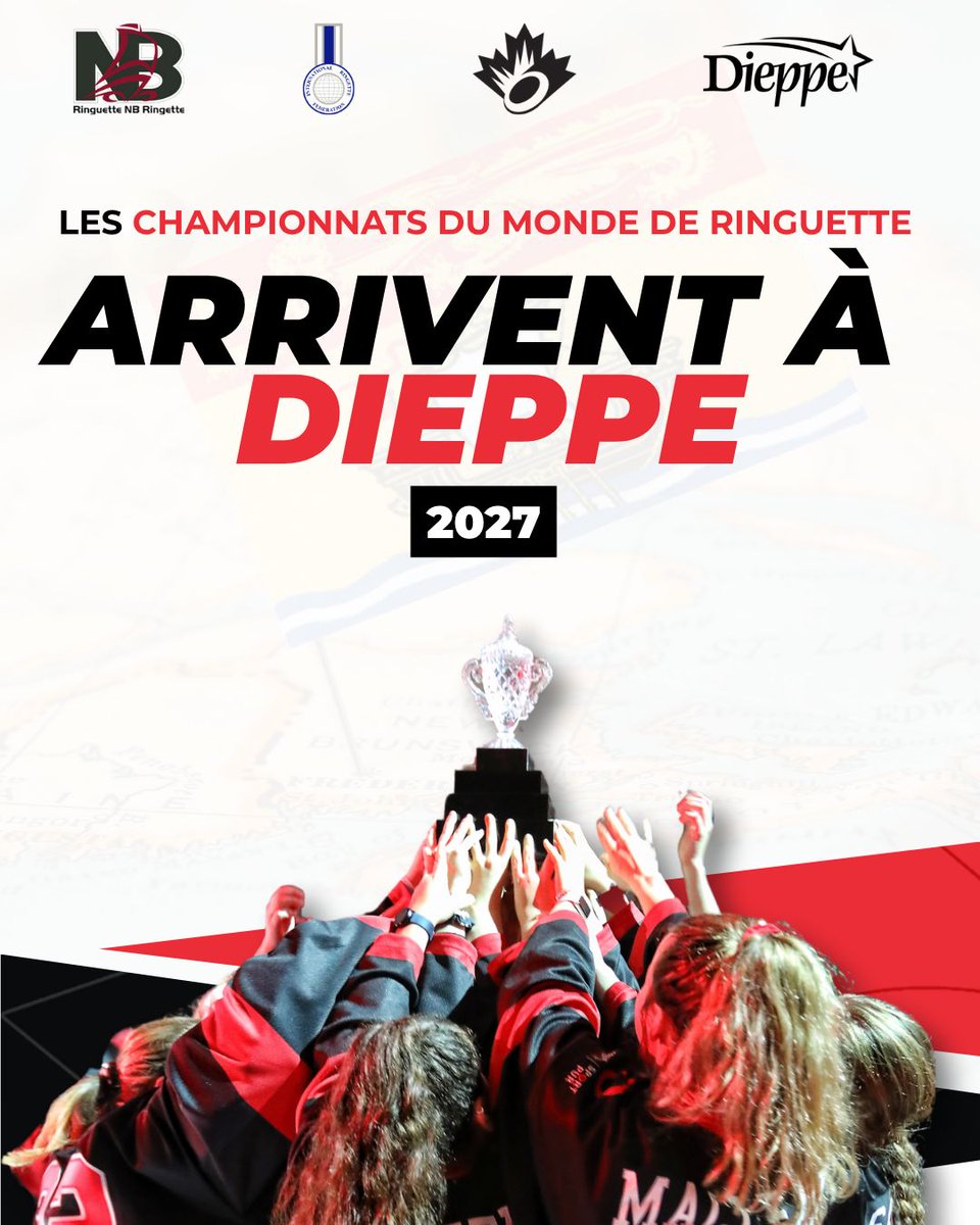 Le monde arrive à Dieppe (N.-B.) 🌎

Les Championnats du monde de ringuette de 2027 amèneront les meilleures athlètes de ringuette au monde à Dieppe, c'est la première fois que l'événement aura lieu sur la côte est du Canada.

En savoir plus: buff.ly/DWJ1p9n
