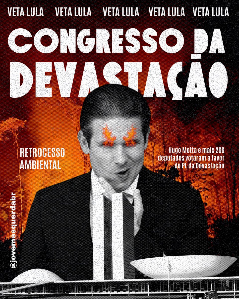 Se você concorda que esse congresso é o pior da história, deixe aqui o seu CONGRESSO DA DEVASTAÇÃO 
VETA LULA