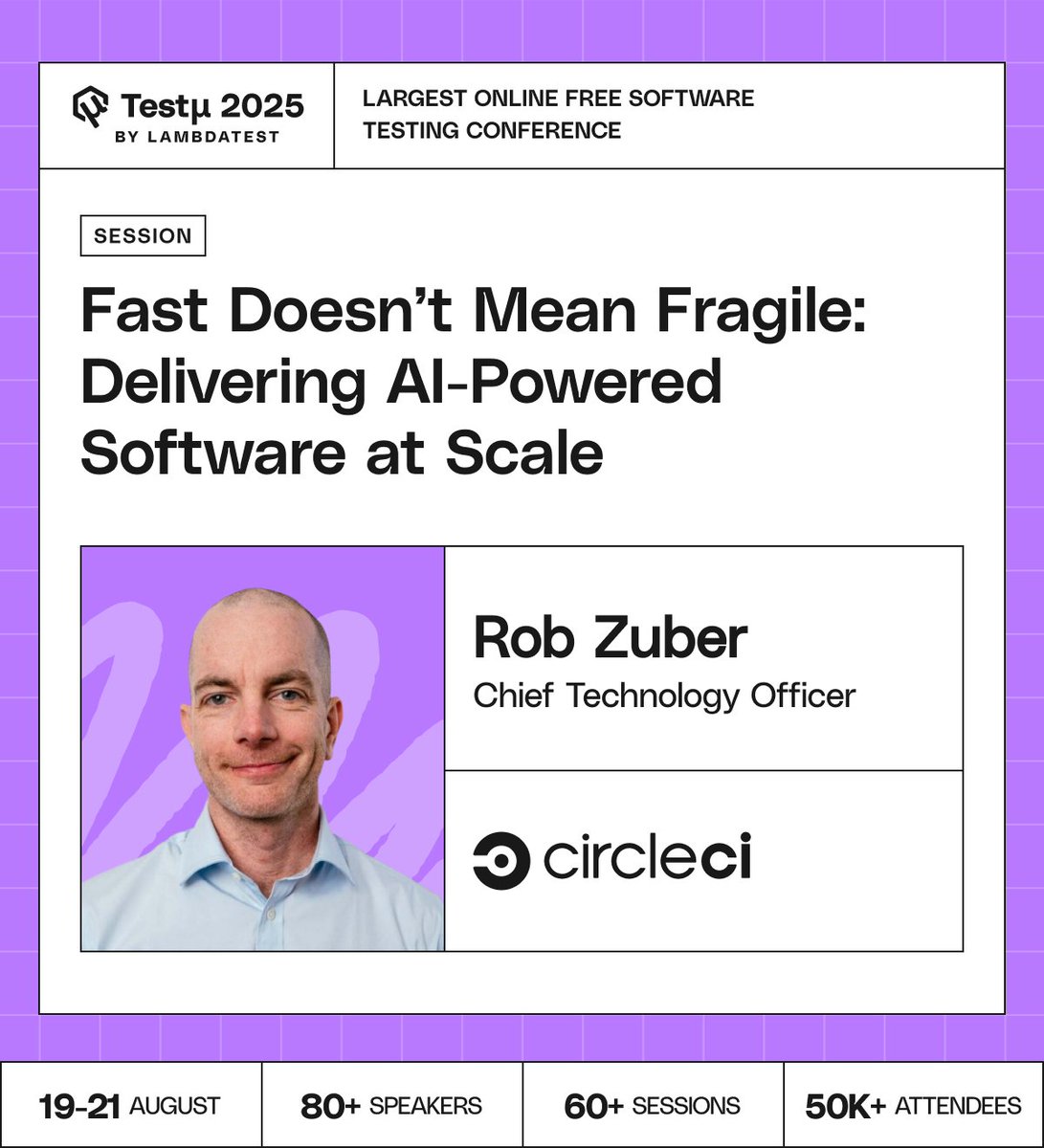 Are you ready to unlock the full potential of #AI in software delivery? Join <a href="/z00b/">Robert Zuber</a> , CTO, <a href="/CircleCI/">CircleCI</a>, at #TestMuConf 2025 🔗bit.ly/TestMUConferen…, where he will explore the challenges and opportunities AI brings to the software delivery process.

From building and testing