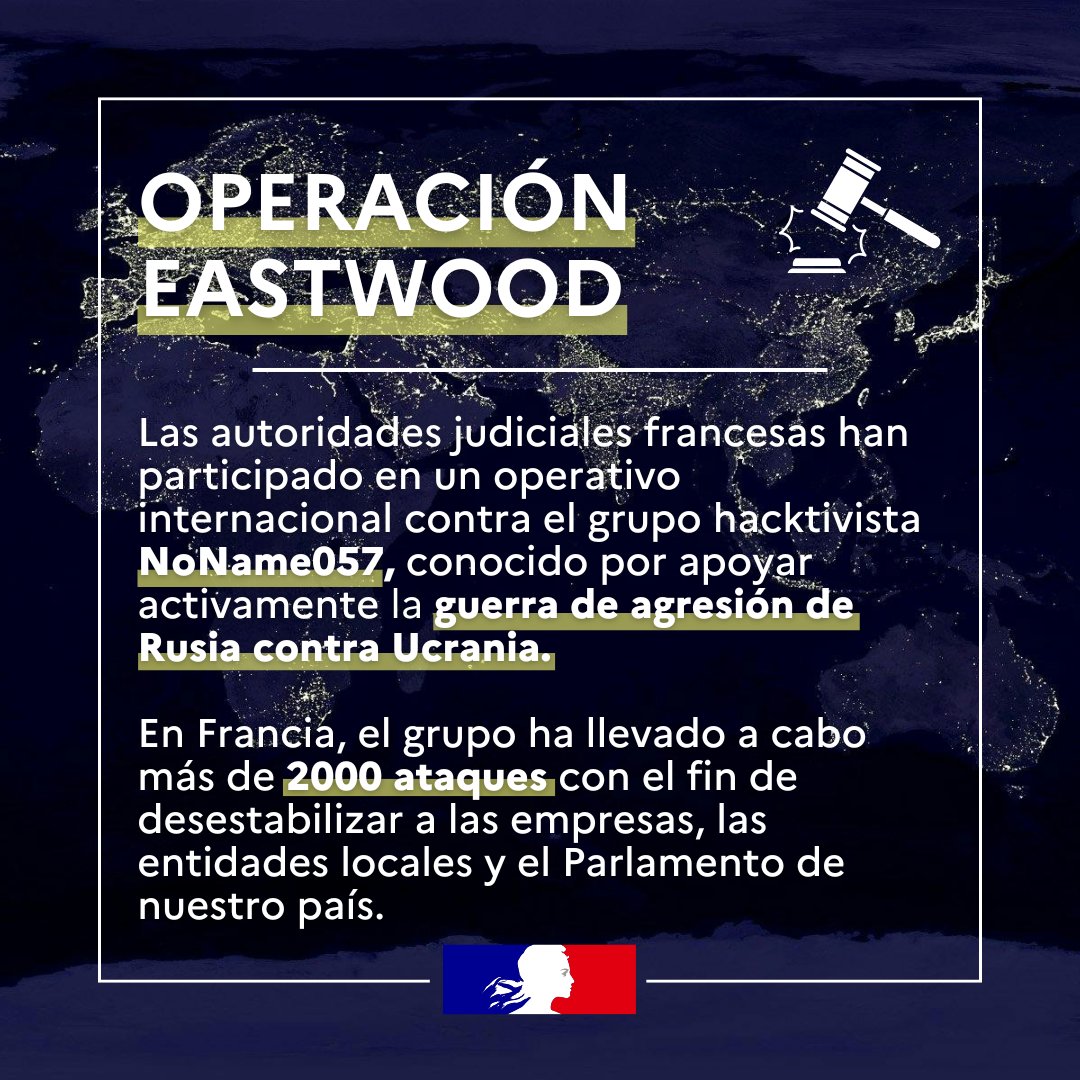 Con sus socios internacionales y el apoyo de <a href="/Europol/">Europol</a> y <a href="/Eurojust/">Eurojust</a>, Francia pone en jaque a un grupo hacktivista que apoya a Rusia en su guerra de agresión contra Ucrania.  

En el ciberespacio, Francia observa, bloquea y combate a sus adversarios. ⬇️