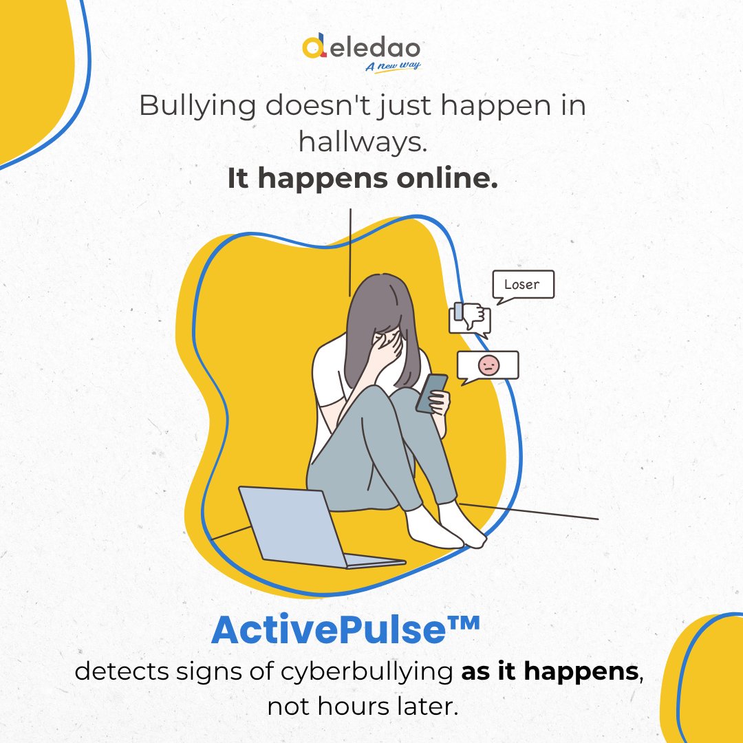 Cyberbullying doesn’t always shout—it hides behind tabs.
It doesn’t happen between classes—it happens during them.

ActivePulse™ detects signs of cyberbullying in real time, not hours later—so schools can respond before it escalates.

Because student safety starts with