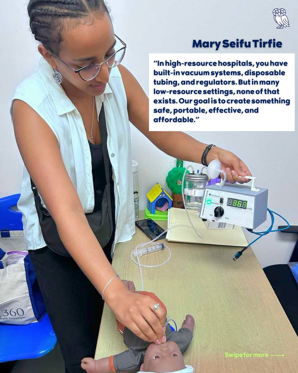 RiceUniversity's tweet image. Mary Seifu Tirfie is developing a neonatal suction device for hospitals in low-resource settings. As a Rice360 global health fellow, she’s engineering solutions where they’re needed most. bit.ly/3GGrJEl