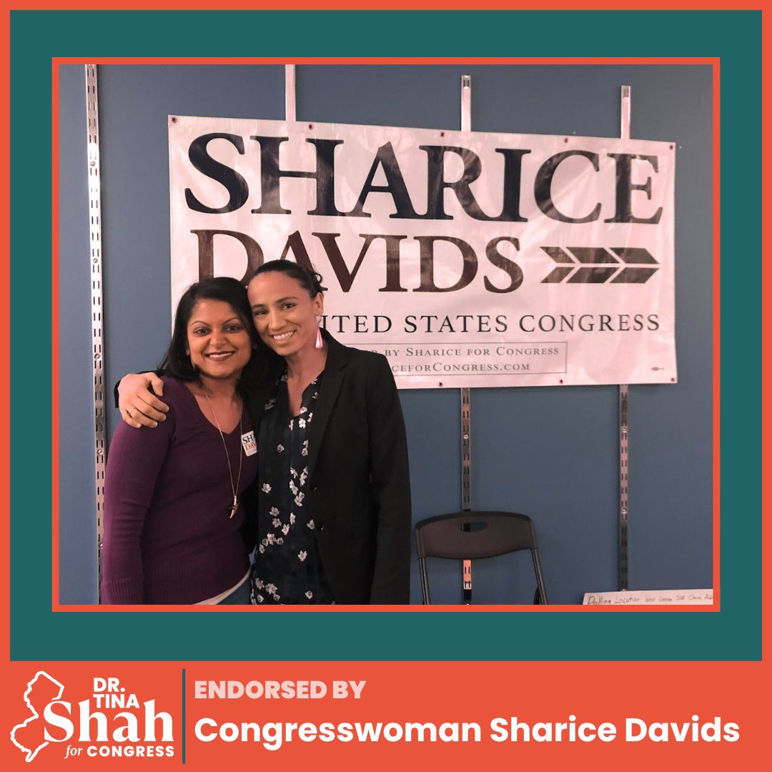 Dr. Tina Shah (@drtinashahnj) on Twitter photo I’m proud to have earned <a href="/sharicedavids/">Sharice Davids</a>’ support! Rep. Davids stands up for all Americans to address rising costs & increase healthcare access. I’ve dedicated my career to doing the same for my patients and community. I look forward to joining her in Congress to continue the work I’m proud to have earned <a href="/sharicedavids/">Sharice Davids</a>’ support! Rep. Davids stands up for all Americans to address rising costs & increase healthcare access. I’ve dedicated my career to doing the same for my patients and community. I look forward to joining her in Congress to continue the work