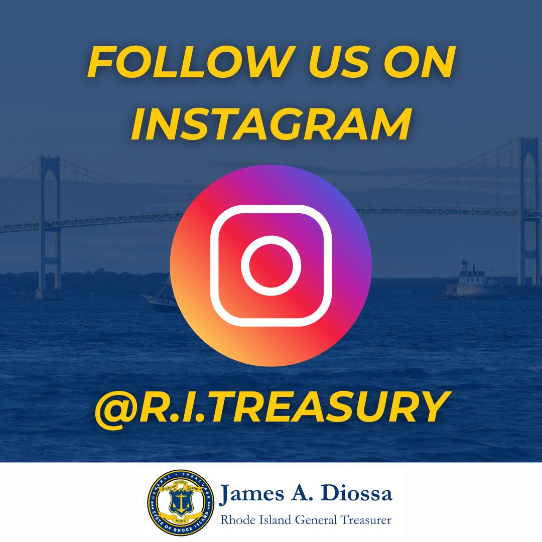 Rhode Island Treasury has a new Instagram account. If you're on Instagram, please give us a follow! The username is: r.i.treasury.
