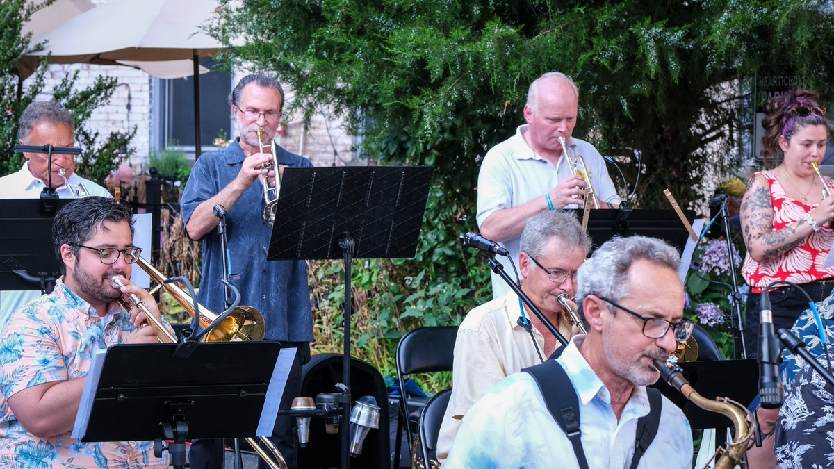 Let's DANCE! NCJO Big Band plays TONIGHT at 7:15, Northport Village Park. NCB at 8:00 with dancing music: Broadway, Ballet, Swing. Jamie Weissman, trumpet soloist, Dana Meadows, guest conductor, Npt-Ctpt Lions + ENFD sponsors. Bring a can! Live stream on FB and YouTube @NCB1959.