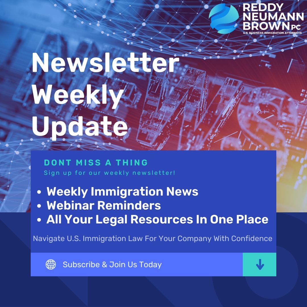 rnlawgroup's tweet image. This week, our newsletter looks into: Importance Of Strong H1B RFE Responses, New Fees Coming, Stop Improper Issuance of NTAs, What To Know If USCIS Visit & More! Don't miss out on this weeks insightful topics.
Read More: buff.ly/d5ZbhdL