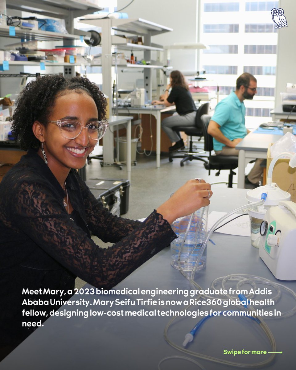 RiceUniversity's tweet image. Mary Seifu Tirfie is developing a neonatal suction device for hospitals in low-resource settings. As a Rice360 global health fellow, she’s engineering solutions where they’re needed most. bit.ly/3GGrJEl