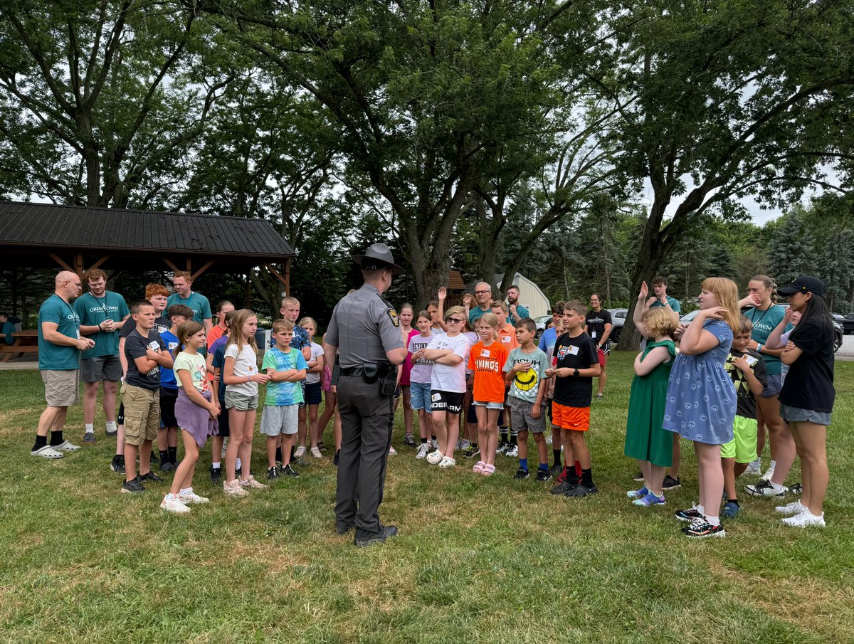 OSHP_NEOhio's tweet image. Recently, Trooper Brandon Gibson, Warren Post, met with children at the Greentown Church in Lake Township in Stark County. The children ranged from kindergarten through 6th grade and were able to ask him questions about being a trooper and explore his patrol car.