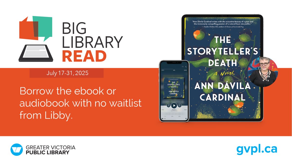 Big Library Read is back! Join the world's largest digital book club, and read (or listen to) "The Storyteller's Death" by Ann Dávila Cardinal. No holds, no waitlists between now and July 31.

A haunting family mystery set in Puerto Rico awaits! Look for it on the Libby app.