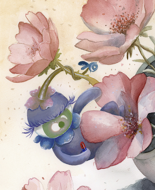 pinkyhootart's tweet image. My biggest watercolor to date is finally here! 🎉 Meet &quot;Shell of Self #5,&quot; one of the newest paintings in my series exploring the layers of &apos;self.&apos; 

This piece really dives into the Orbettes—my personified thoughts—showing how they poke and prod our inner &apos;shell,&apos; each with…