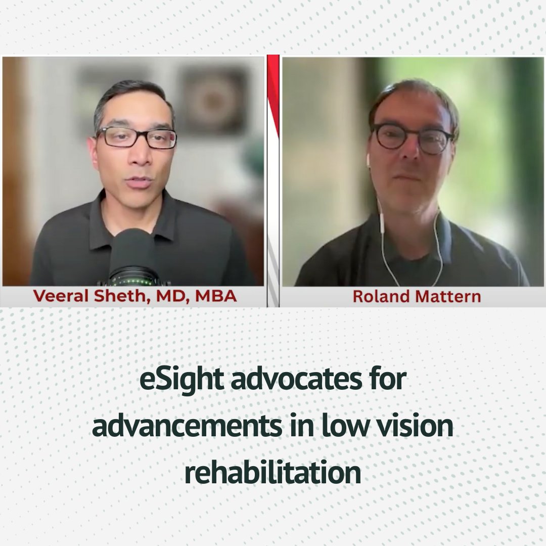 eSight's own Roland Mattern had a chance to sit down with Dr. Veeral Sheth and discuss new hybrid methods, such as #eSightGo that allows people to utilize an augmented central image for close-up tasks and maintain peripheral vision for navigation: hcplive.com/view/new-insig…