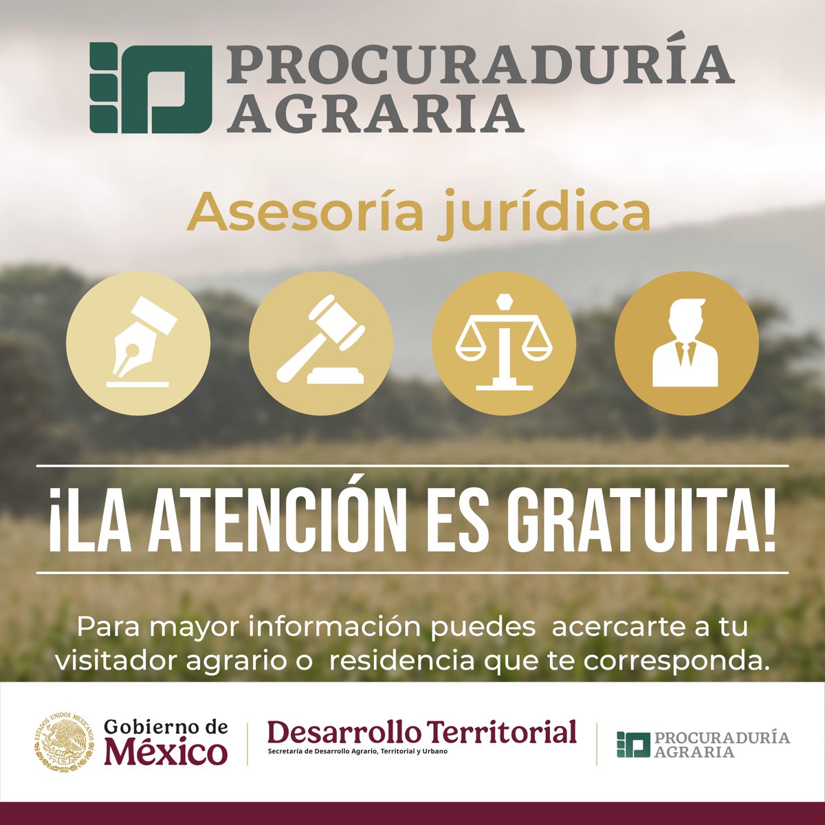 🌾#JusticiaAgraria
✅#PAdeTerritorio
⚖️#LaProcuraduríaAgrariaContigo
