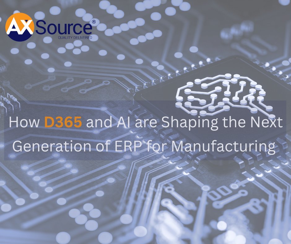 axsource's tweet image. D365 and AI are transforming ERP in manufacturing by automating workflows, enabling real-time insights, and unifying operations on a secure Microsoft Dynamics platform.

#MicrosoftD365 #MicrosoftPartner #AXSource #ERP #SmartManufacturing #D365ForManufacturing #AIinManufacturing