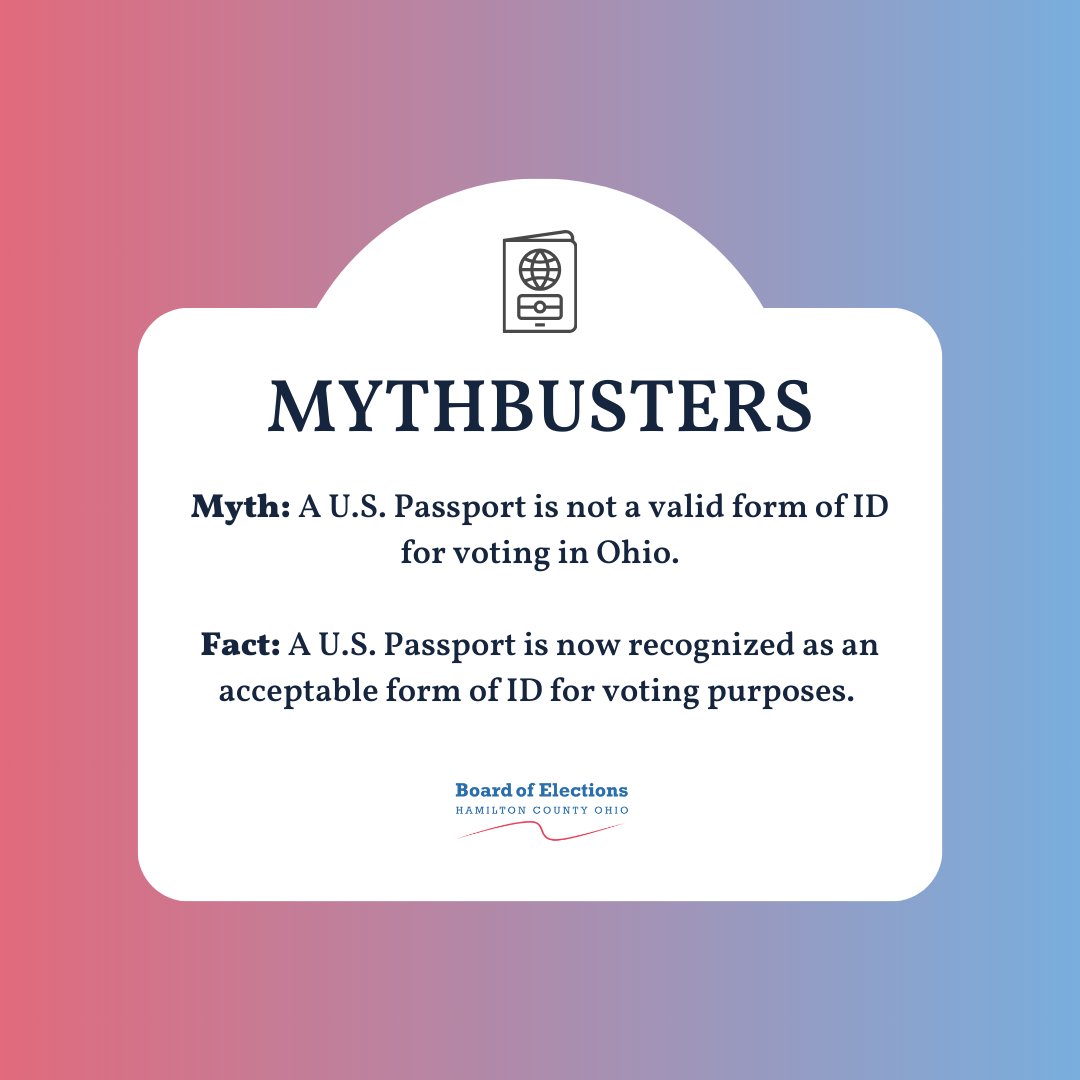 Fact: An unexpired U.S. Passport is now recognized as an acceptable form of ID for voting purposes.