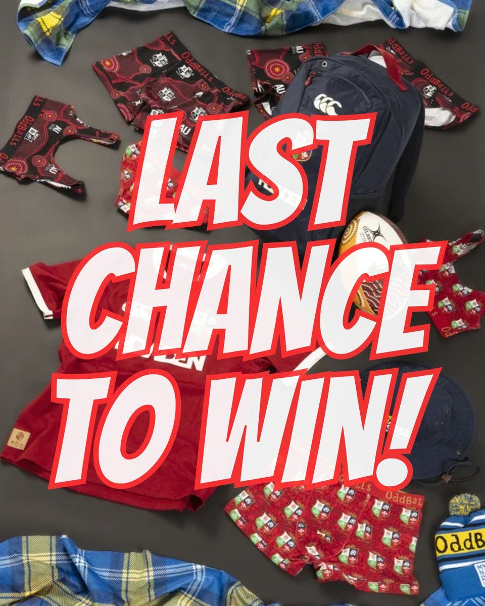 myoddballs's tweet image. LAST CHANCE TO WIN! ⏳🏉
Don't miss out on the chance to win the ULTIMATE British & Irish Lions Tour bundle worth £250+ 🤩✨
Entries close at 11:59PM on Friday, 18th July! 👀
To enter, all you have to do is fill in your details here: myoddballs.com/s/LionsCompX
GOOD LUCK! 🤞