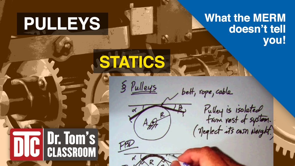 DTC_DrTomBrown's tweet image. Pulleys

In this video, I review the section on Pulleys in the chapter Determinate Statics in the MERM.

Check it out: youtu.be/EwIGQ3XhY3s

– Dr. Tom

#DrTomsClassroom
#EngineeringVideos #EngineeringProblems
#SampleLesson
#MechanicalEngineeringStudent 
#Pulleys #Statics