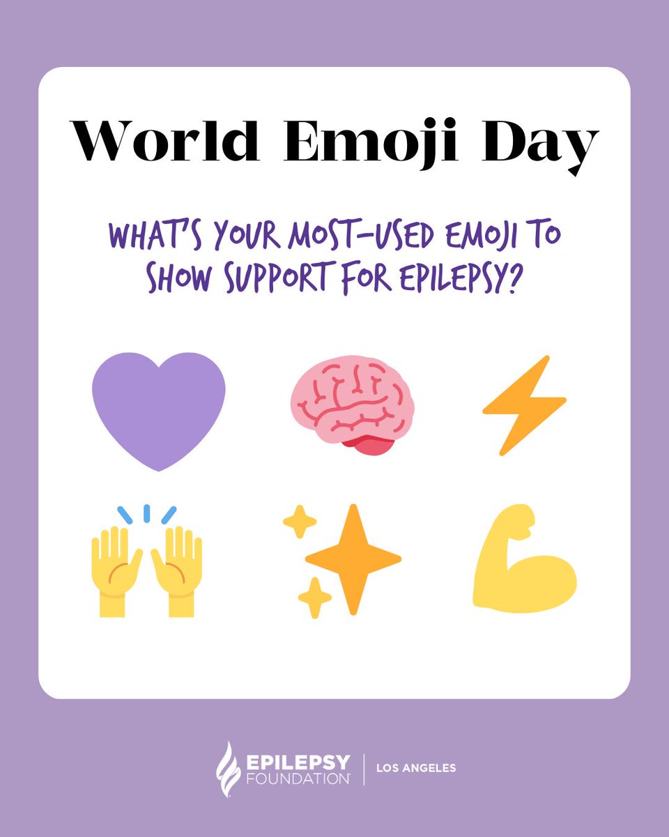 EpilepsyFdnLA's tweet image. Happy World Emoji Day! ๐ ๐ โจ
We want to know, what are your most-used emojis when showing support for epilepsy awareness? Share with us!