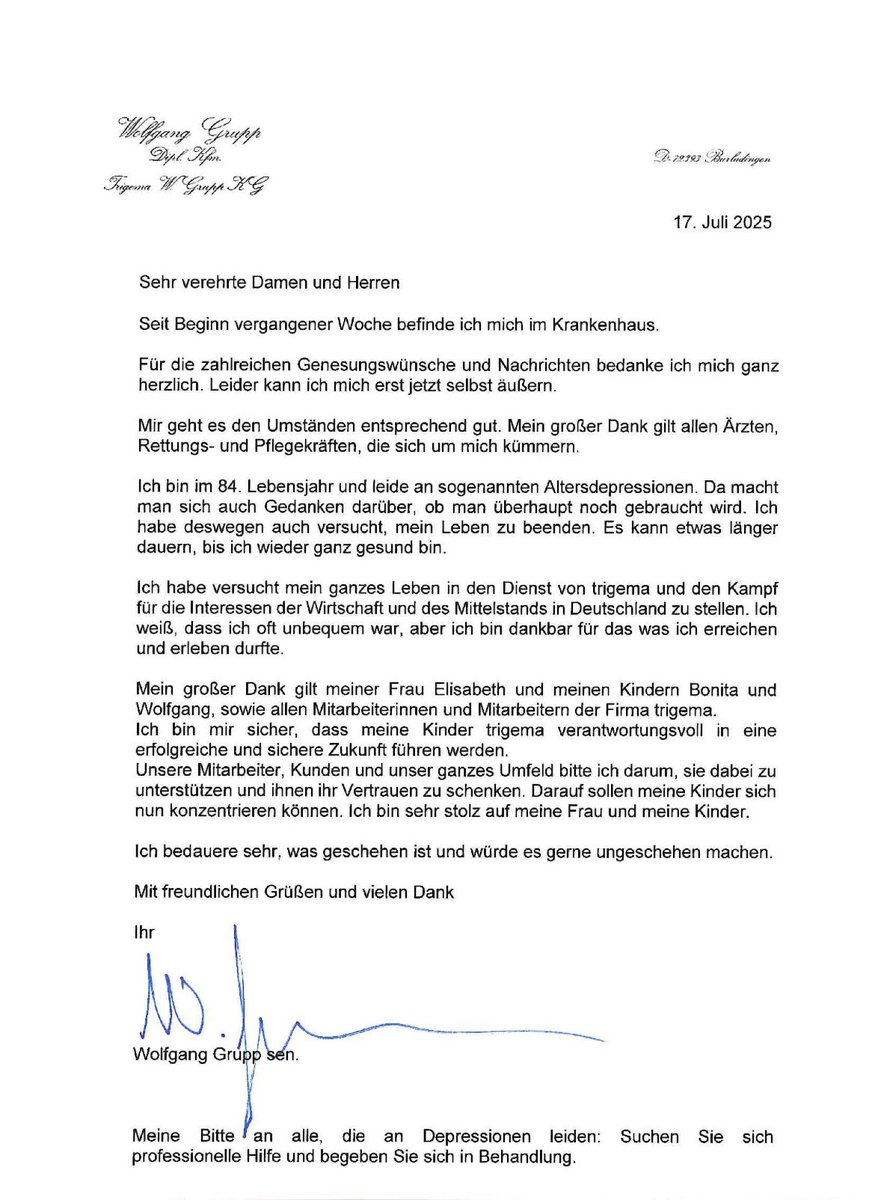 BaumannMdL's tweet image. Starke Worte einer starken Persönlichkeit.
Wolfgang Grupp, ich wünsche Ihnen alles erdenklich Gute.
#Grupp #WolfgangGrupp #Trigema