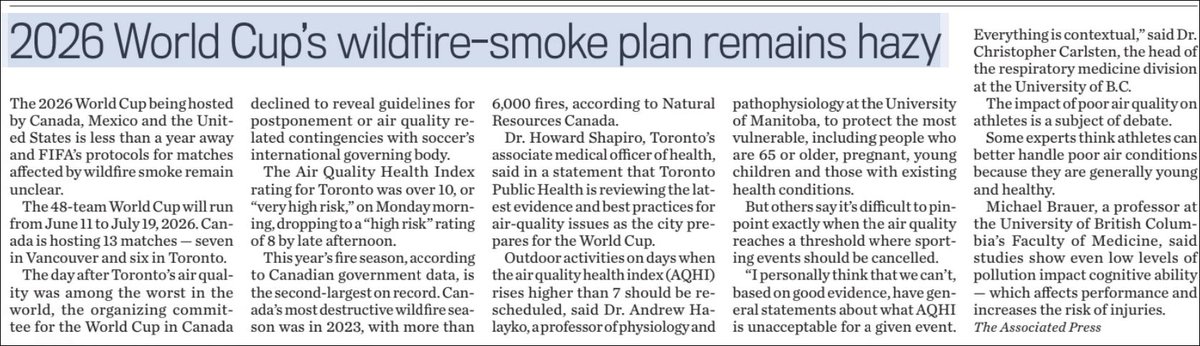 Peter Adamski (@adamskipeter) on Twitter photo In today’s @EdmontonJournal 381 words from <a href="/AP/">The Associated Press</a> (The Associated Press) about the effect wildfire smoke might have on the 2026 World Cup. Not a word about the climate change / fossil fuel connection. #WhereIsTheWhy? #ClimateCrisis #EndTheSilence <a href="/EndClimtSilence/">End Climate Silence</a> In today’s @EdmontonJournal 381 words from <a href="/AP/">The Associated Press</a> (The Associated Press) about the effect wildfire smoke might have on the 2026 World Cup. Not a word about the climate change / fossil fuel connection. #WhereIsTheWhy? #ClimateCrisis #EndTheSilence <a href="/EndClimtSilence/">End Climate Silence</a>