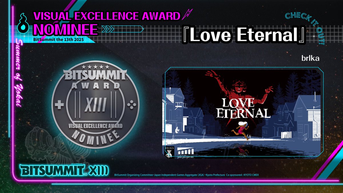 【BitSummit the 13th】
🏆️🎨ビジュアルデザイン最優秀賞ノミネート🎨🏆️

『Love Eternal』 - brlka
<a href="/LoveEternalGame/">Love Eternal</a>
store.steampowered.com/app/3010610/

#BitSummit13th #BitSummit