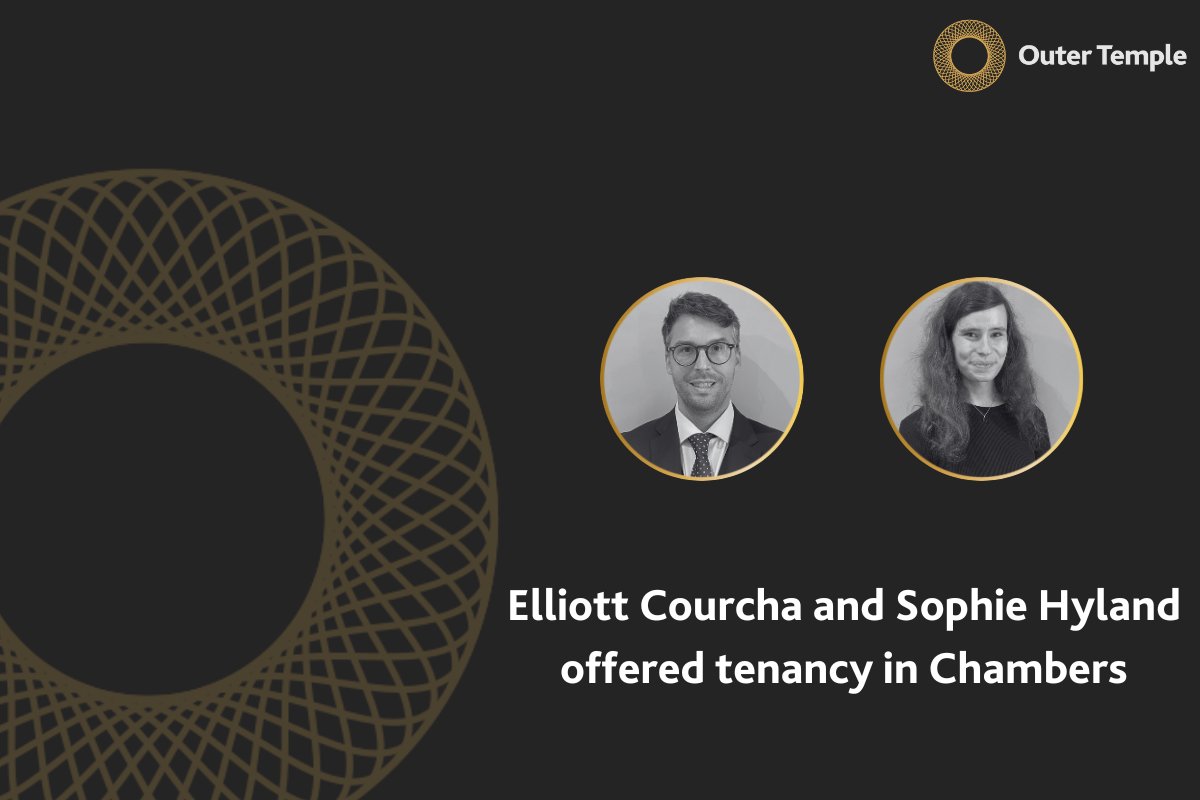 We are delighted to announce that Outer Temple pupils Elliott Courcha and Sophie Hyland have accepted offers of tenancy in Chambers. Their tenancies will commence in September 2025.

Find out more: outertemple.com/elliott-courch…