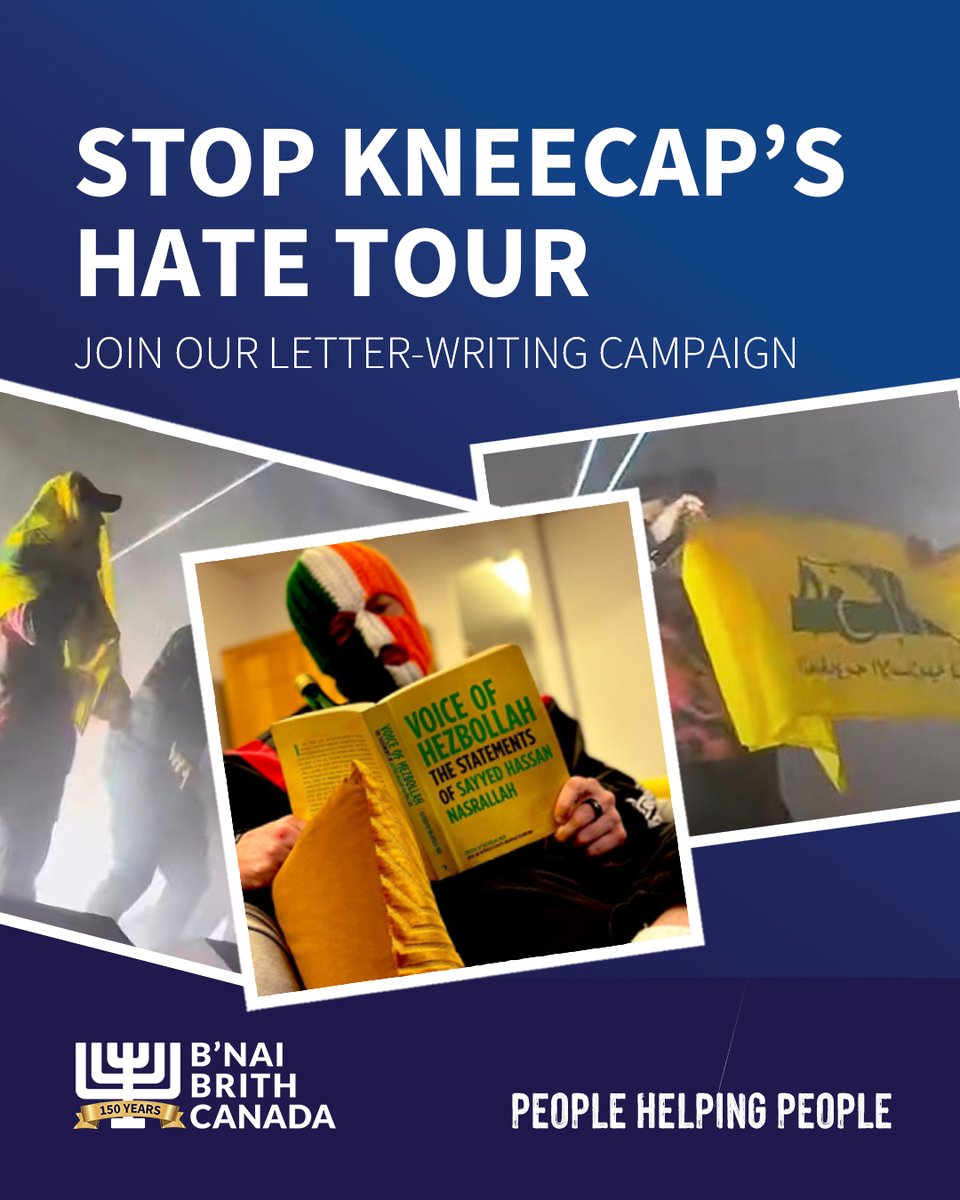 bnaibrithcanada's tweet image. Kneecap, a Belfast-based rap group known for glorifying terrorism and inciting violence, is scheduled to perform at Canadian venues this fall.
This extremist group has a disturbing and well-documented history of spreading hate.
In London, one member appeared on stage wrapped in…