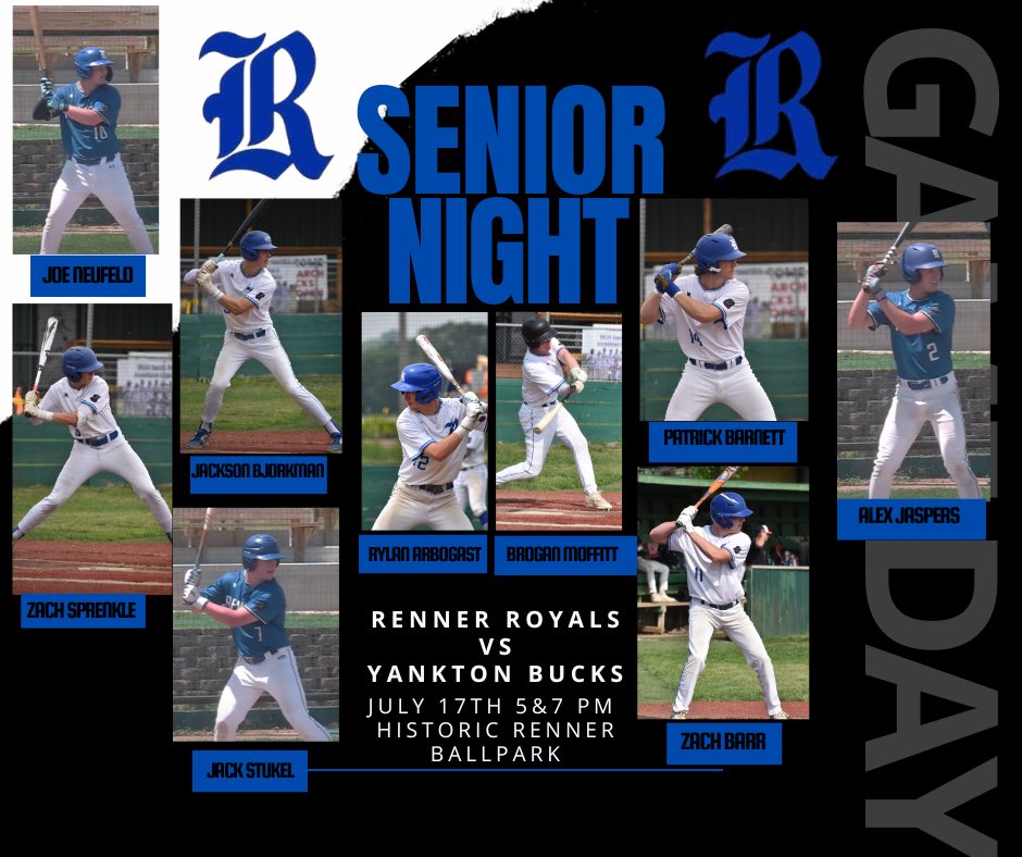 RennerRoyals18U's tweet image. Senior Night at Renner Ballpark! 

Tonight we honor 9 seniors who will play their last regular season home game in Renner. 

First pitch scheduled for 5PM

Senior Night Ceremonies at 4:45 PM. 

Hope to see you there!