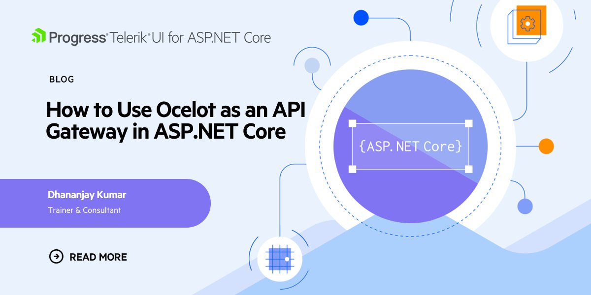 Telerik's tweet image. From routing chaos to organized efficiency! 🎉 

In this blog, @debug_mode shows you how to use Ocelot as an API Gateway in #ASPNETCore APIs! 

It&apos;s the key to handling incoming requests, authentication, &amp;amp; even load balancing for your microservices. Jump in:…