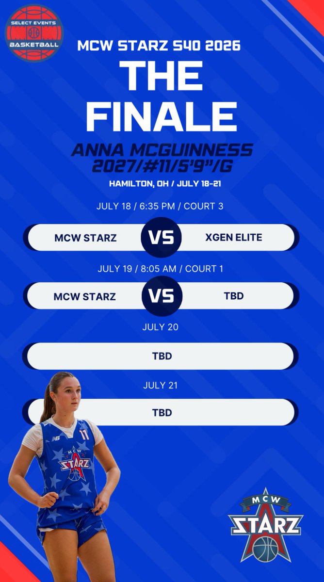 Anna McGuinness (@annaemcguinness) on Twitter photo Excited for one last tourney with this <a href="/MCWSTARZ/">MCW STARZ</a> team. Ready to finish strong in📍Hamilton, OH. Here is my schedule: <a href="/NEPSGBCA/">NEPSGBCA</a> <a href="/smith31matt/">Matt Smith</a> <a href="/Coach_Pratt_LA/">Emily Pratt</a> <a href="/PGHNewEngland/">Prep Girls Hoops New England</a> <a href="/SelectEventsBB/">Select Events Basketball</a> Excited for one last tourney with this <a href="/MCWSTARZ/">MCW STARZ</a> team. Ready to finish strong in📍Hamilton, OH. Here is my schedule: <a href="/NEPSGBCA/">NEPSGBCA</a> <a href="/smith31matt/">Matt Smith</a> <a href="/Coach_Pratt_LA/">Emily Pratt</a> <a href="/PGHNewEngland/">Prep Girls Hoops New England</a> <a href="/SelectEventsBB/">Select Events Basketball</a>