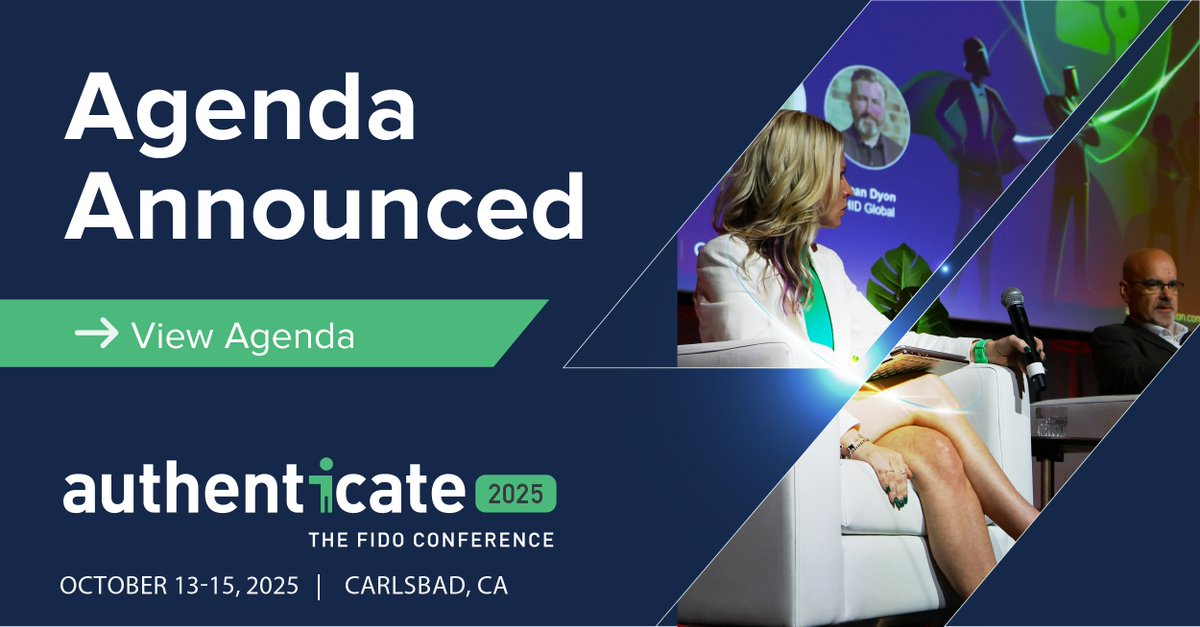 FIDOAlliance's tweet image. We&apos;ve announced the agenda for Authenticate 2025, the only conference dedicated to digital identity and authn with a focus on phishing-resistant sign-ins w/ passkeys. 📣 The Agenda at a Glance is available. Check it out! authenticatecon.com/event/authenti… Register:
authenticatecon.com/event/authenti…