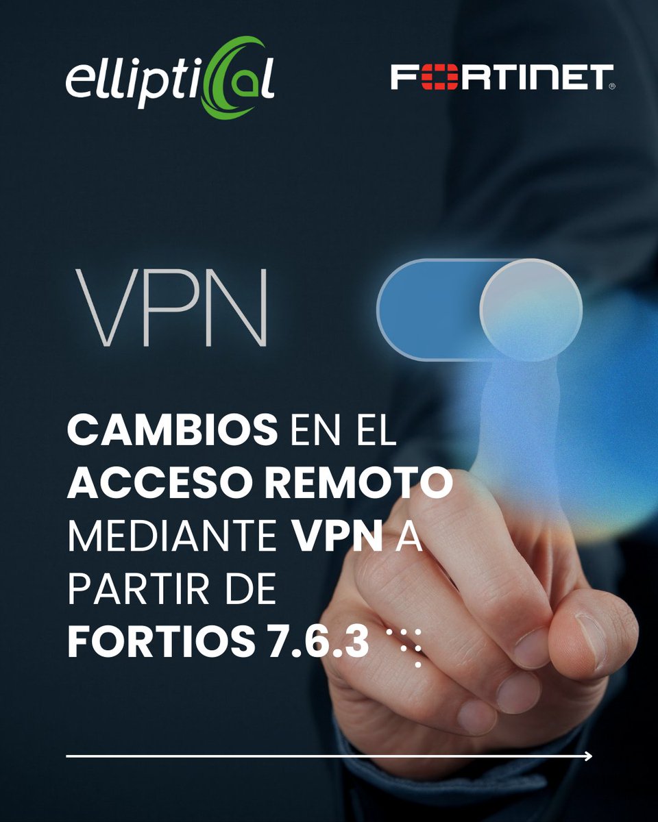EllipticalSAS's tweet image. 🚨 ¿Tu equipo aún usa SSL VPN? Con FortiOS 7.6.3, dejará de estar disponible.

Te ayudamos a migrar a IPsec VPN sin afectar el acceso remoto de tu organización. 🔧 Asesoría y ejecución completa por expertos.

📩 ¡Conversemos! wa.link/zhn18w