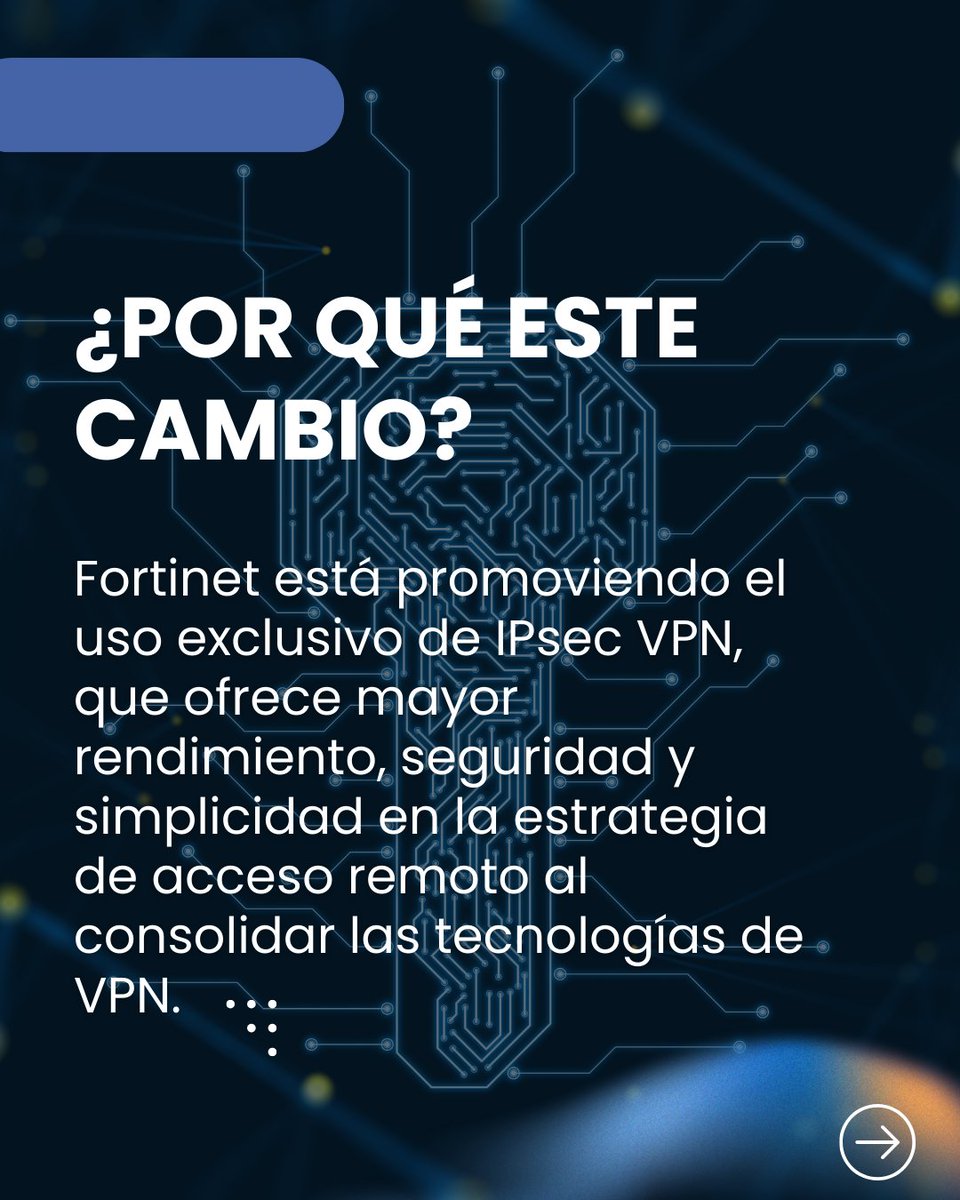 EllipticalSAS's tweet image. 🚨 ¿Tu equipo aún usa SSL VPN? Con FortiOS 7.6.3, dejará de estar disponible.

Te ayudamos a migrar a IPsec VPN sin afectar el acceso remoto de tu organización. 🔧 Asesoría y ejecución completa por expertos.

📩 ¡Conversemos! wa.link/zhn18w